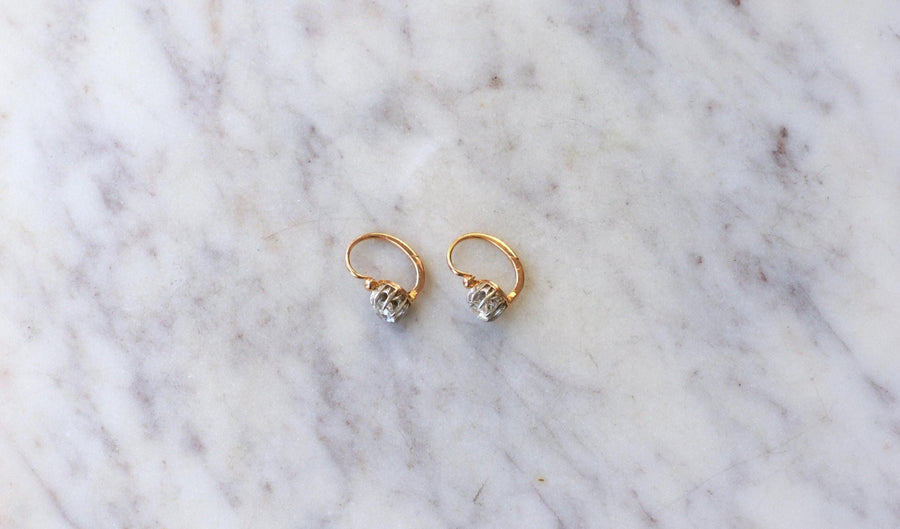 Dormeuses Anciennes Diamants 0.60 Ct - Galerie Pénélope