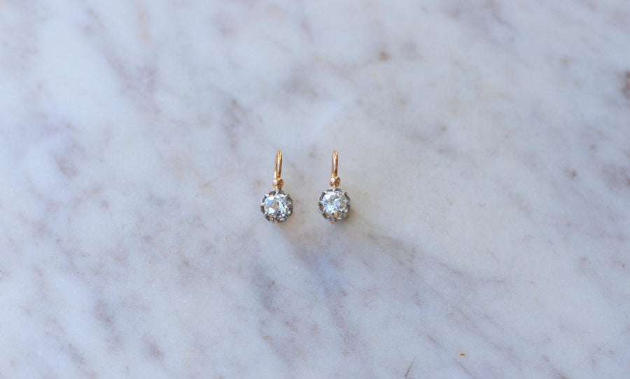 Dormeuses Anciennes Diamants 0.60 Ct - Galerie Pénélope