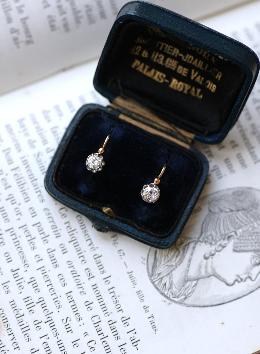 Dormeuses Anciennes Diamants 0.60 Ct - Galerie Pénélope