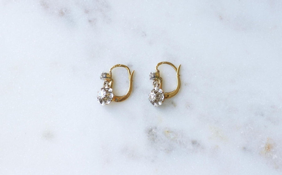 Dormeuses Diamants 0,30 Ct Or Jaune et Platine - Galerie Pénélope