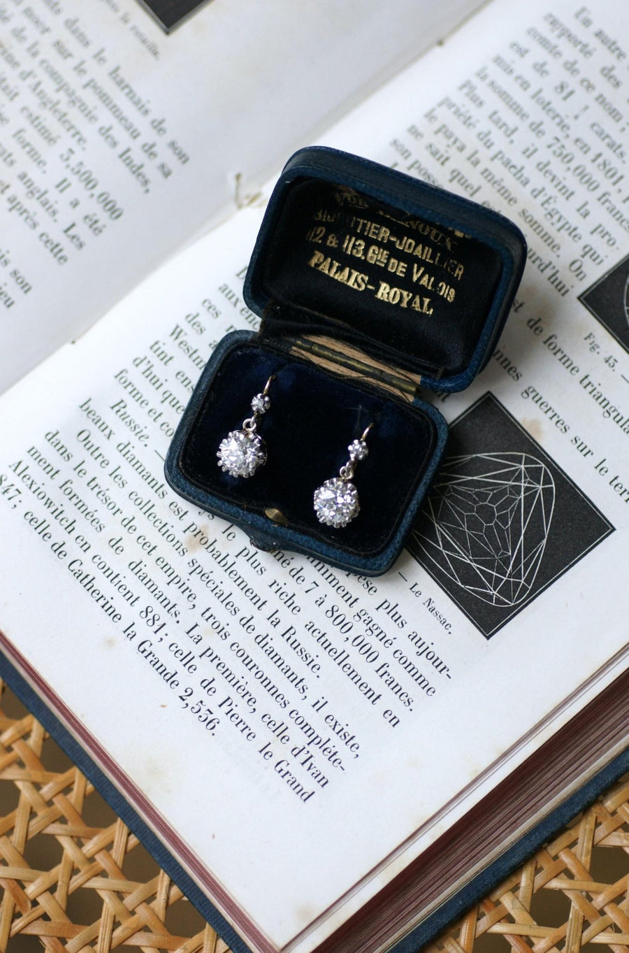 Dormeuses Diamants 2,45 Cts sur Or et Platine - Galerie Pénélope