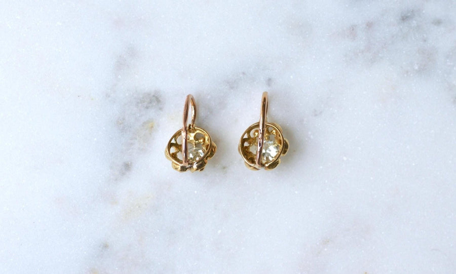 Dormeuses Diamants Taille Ancienne Coussin 1.40 Cts - Galerie Pénélope