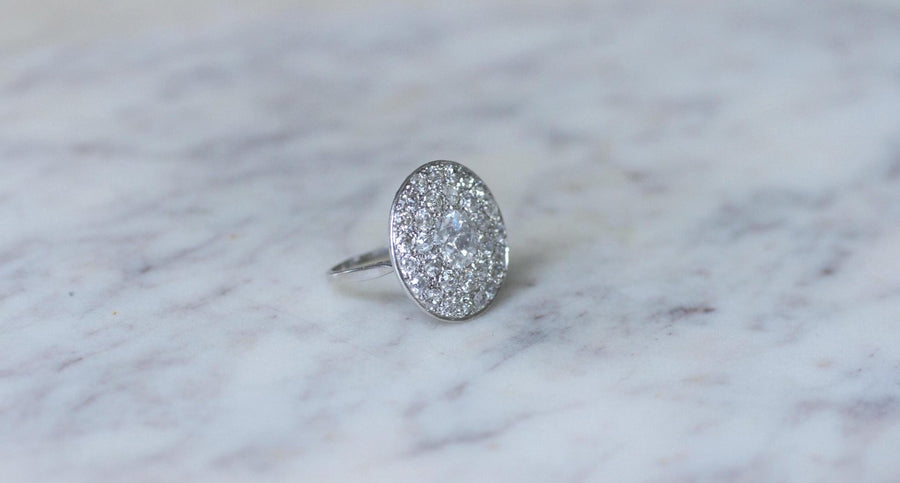 Grande Bague Cible Art Deco Diamants 4,16 Cts - Galerie Pénélope