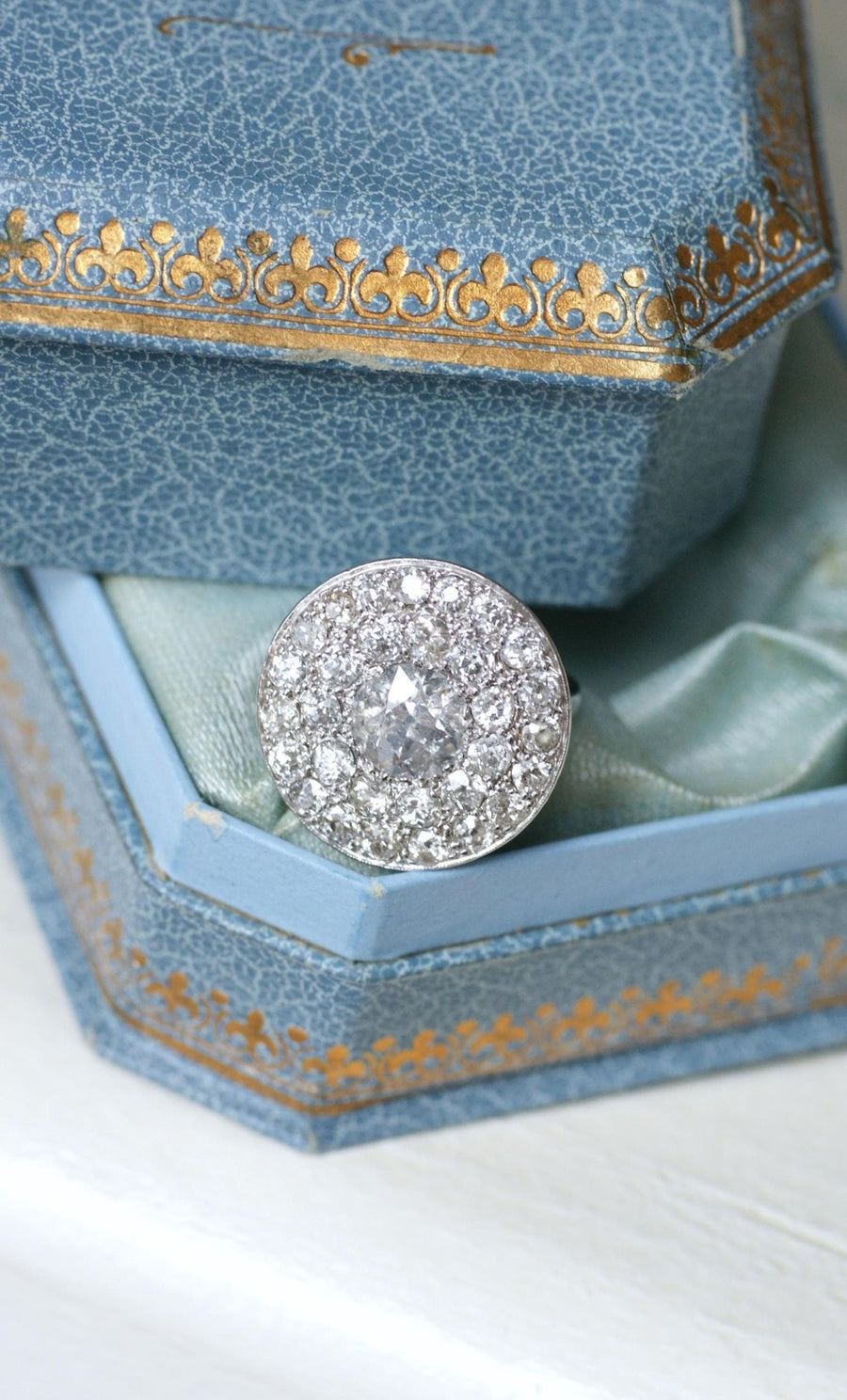 Grande Bague Cible Art Deco Diamants 4,16 Cts - Galerie Pénélope