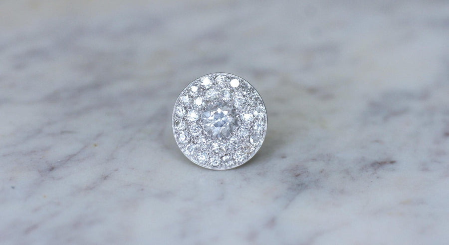 Grande Bague Cible Art Deco Diamants 4,16 Cts - Galerie Pénélope