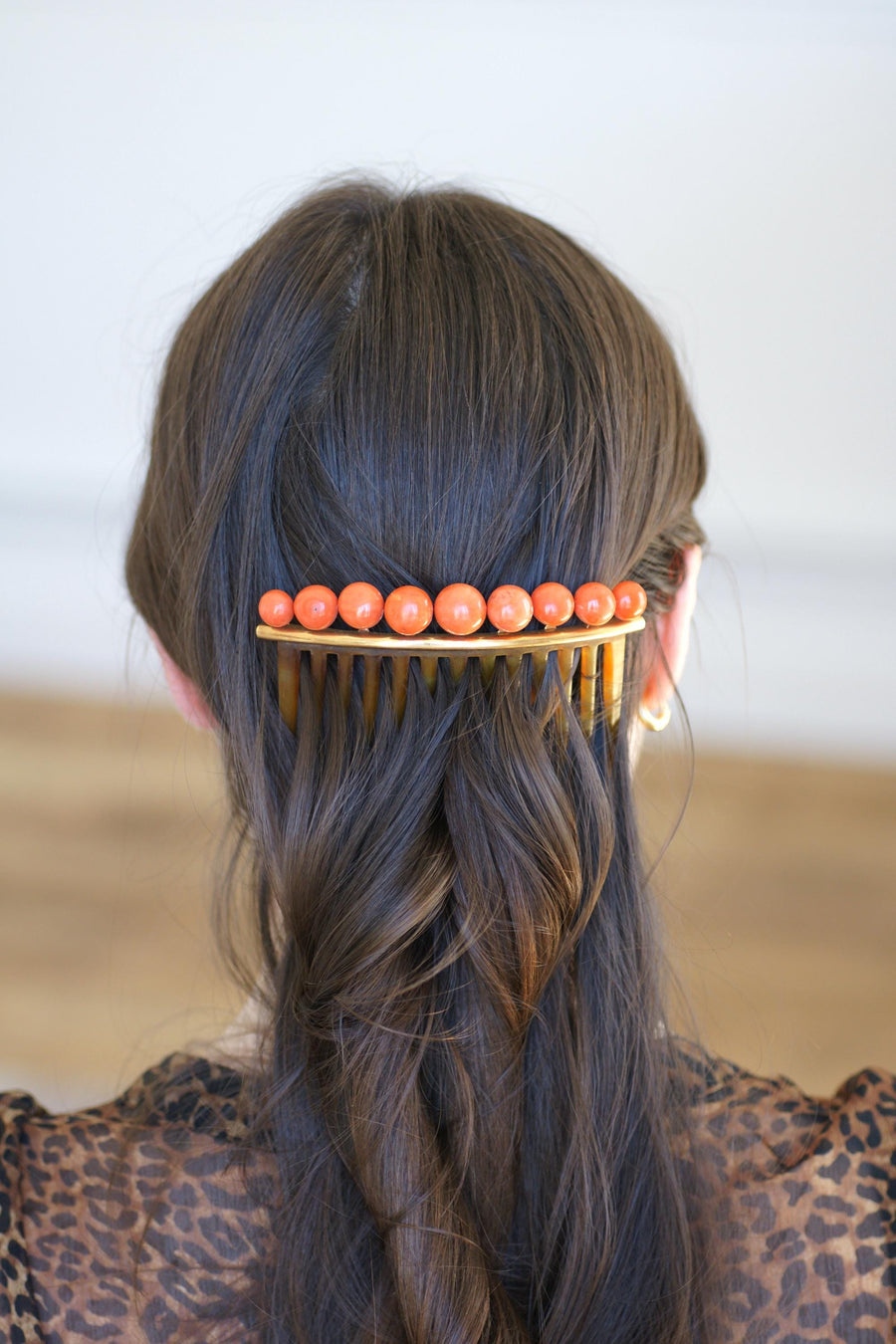 Peigne à Cheveux Ancien Corail et Corne, Diadème de Mariage