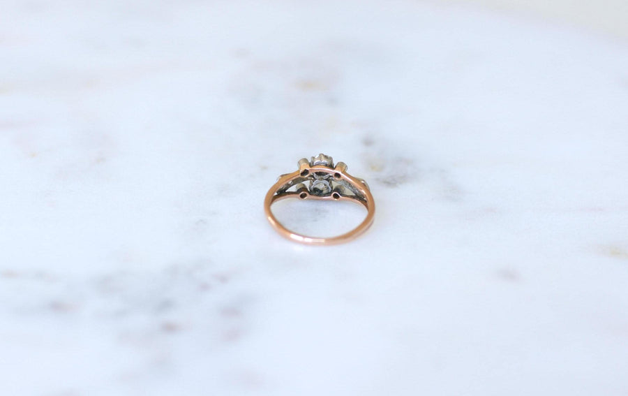 Bague Toi et Moi Diamants Belle époque Or Rose Platine