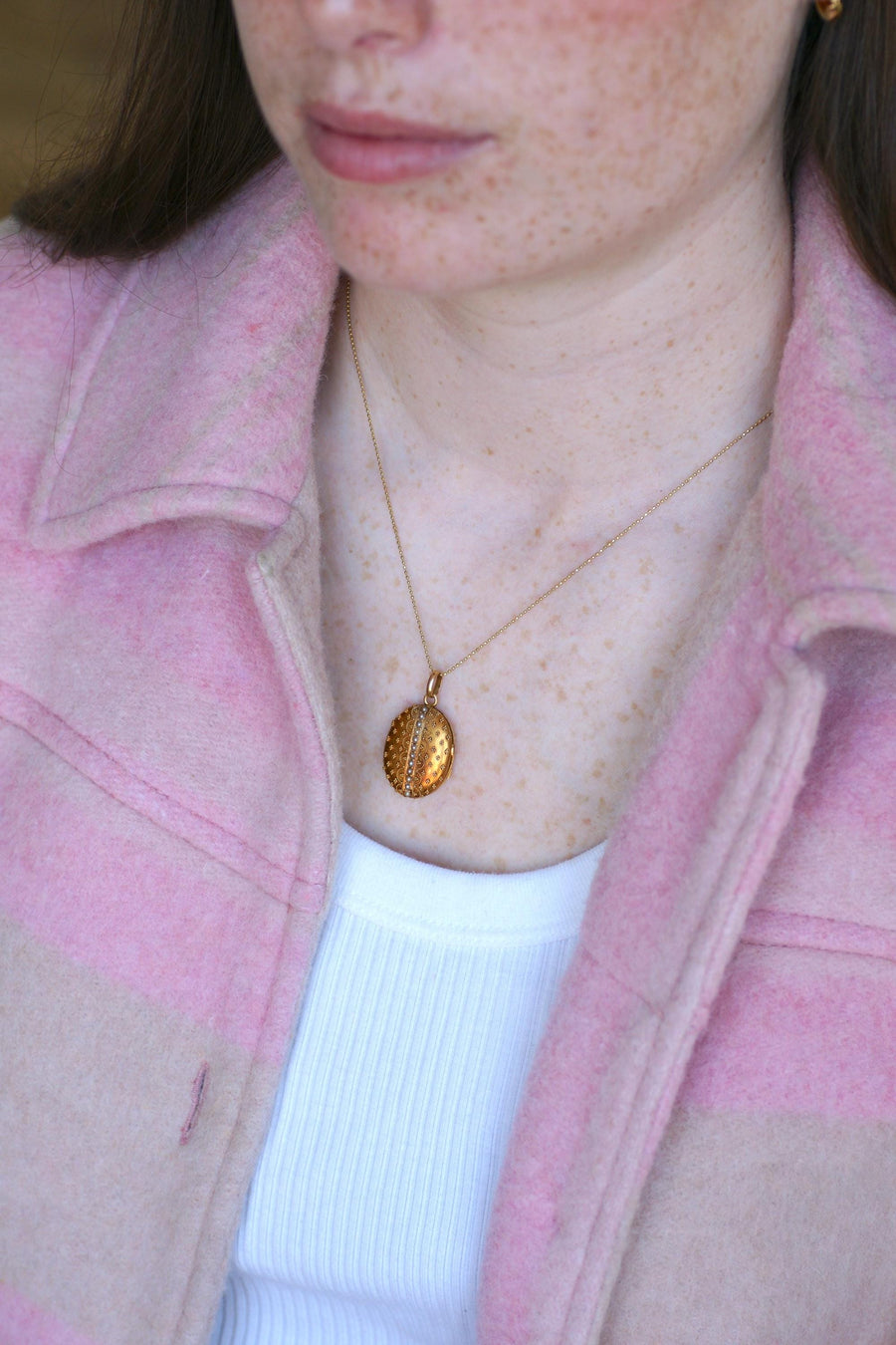 Médaillon Ouvrant Ancien Or Jaune et Perles Fines