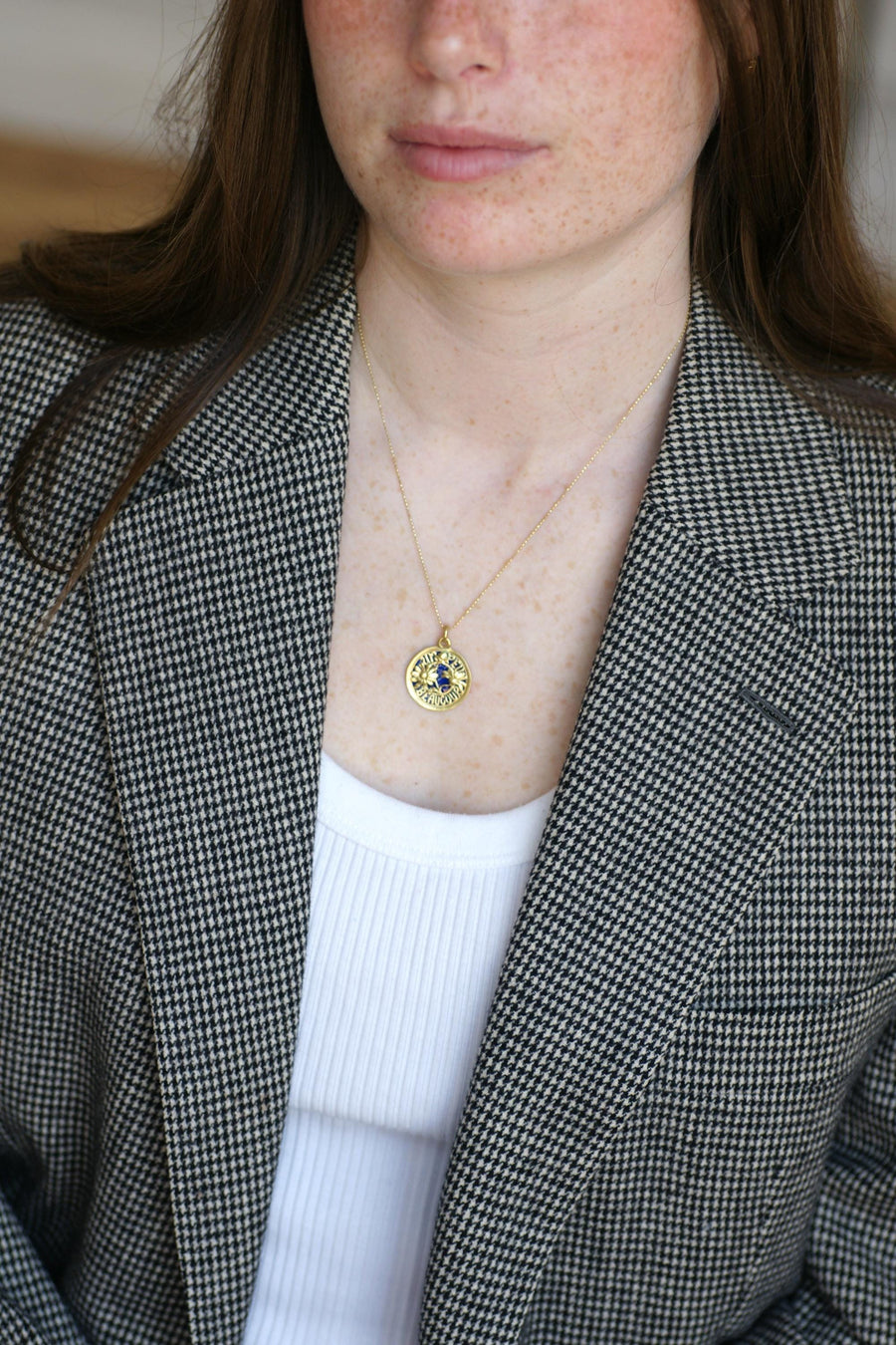 Médaille d'Amour Ancienne Pâquerette Un Peu Beaucoup Or Jaune et Email Bleu