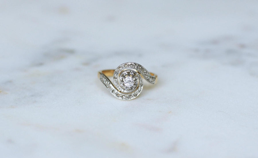 Bague Tourbillon Diamants Belle Epoque Or & Platine