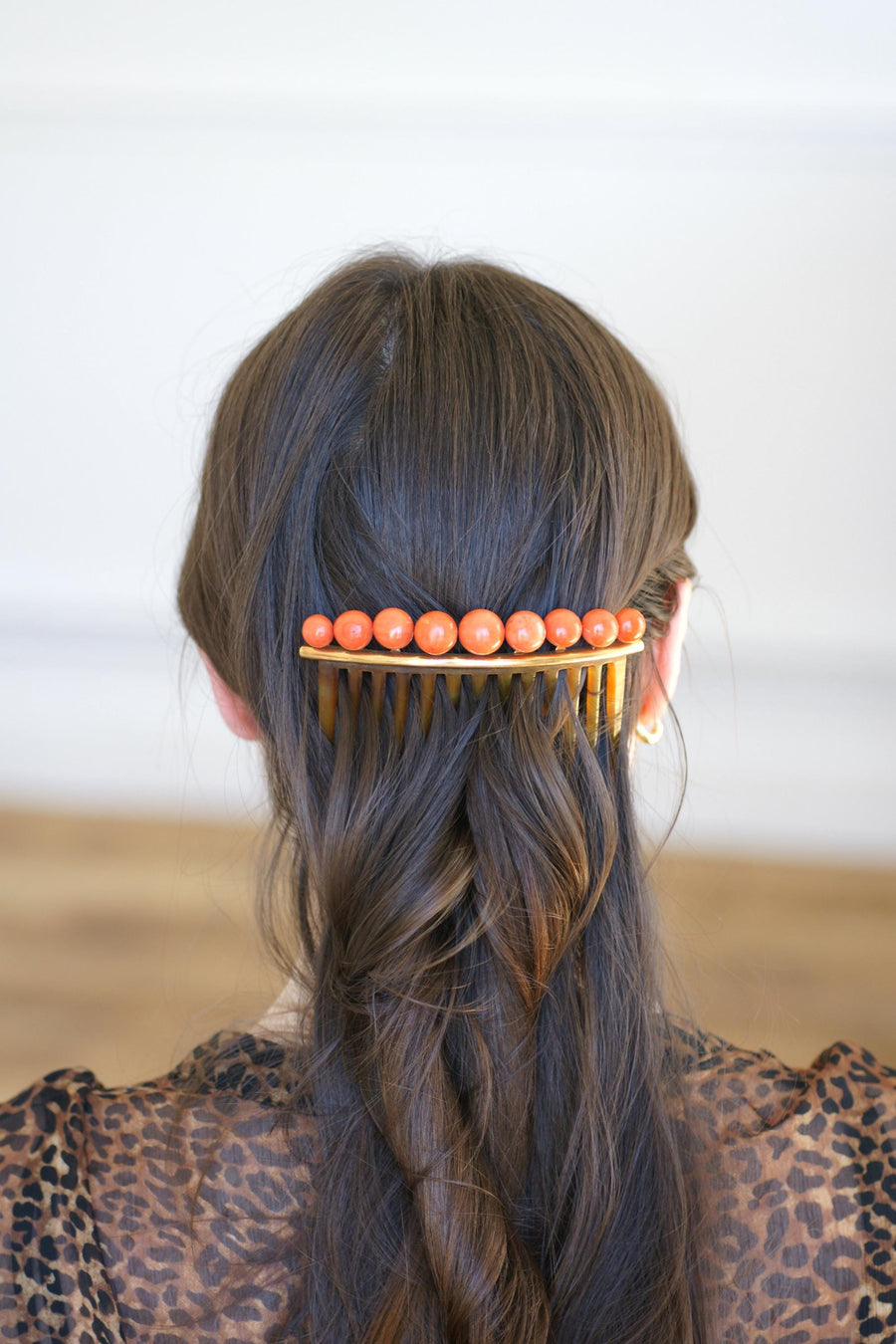 Peigne à Cheveux Ancien Corail et Corne, Diadème de Mariage