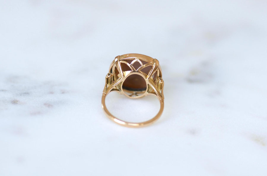 Bague Rétro Camée Coquille sur Or Rose