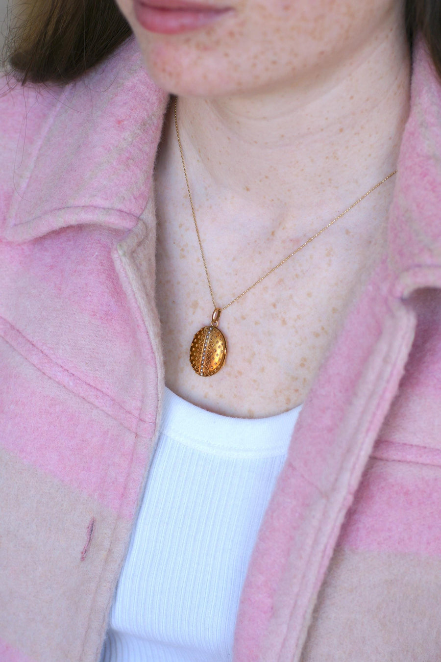 Médaillon Ouvrant Ancien Or Jaune et Perles Fines