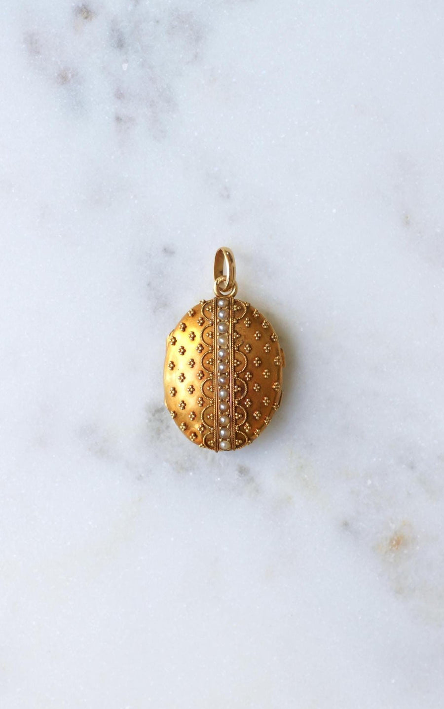 Médaillon Ouvrant Ancien Or Jaune et Perles Fines