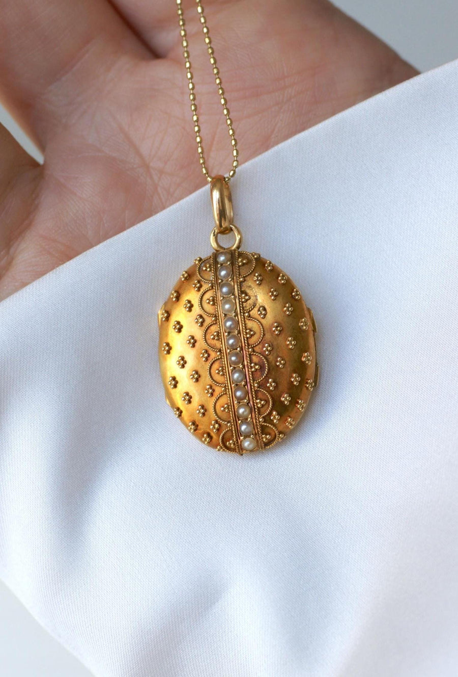 Médaillon Ouvrant Ancien Or Jaune et Perles Fines