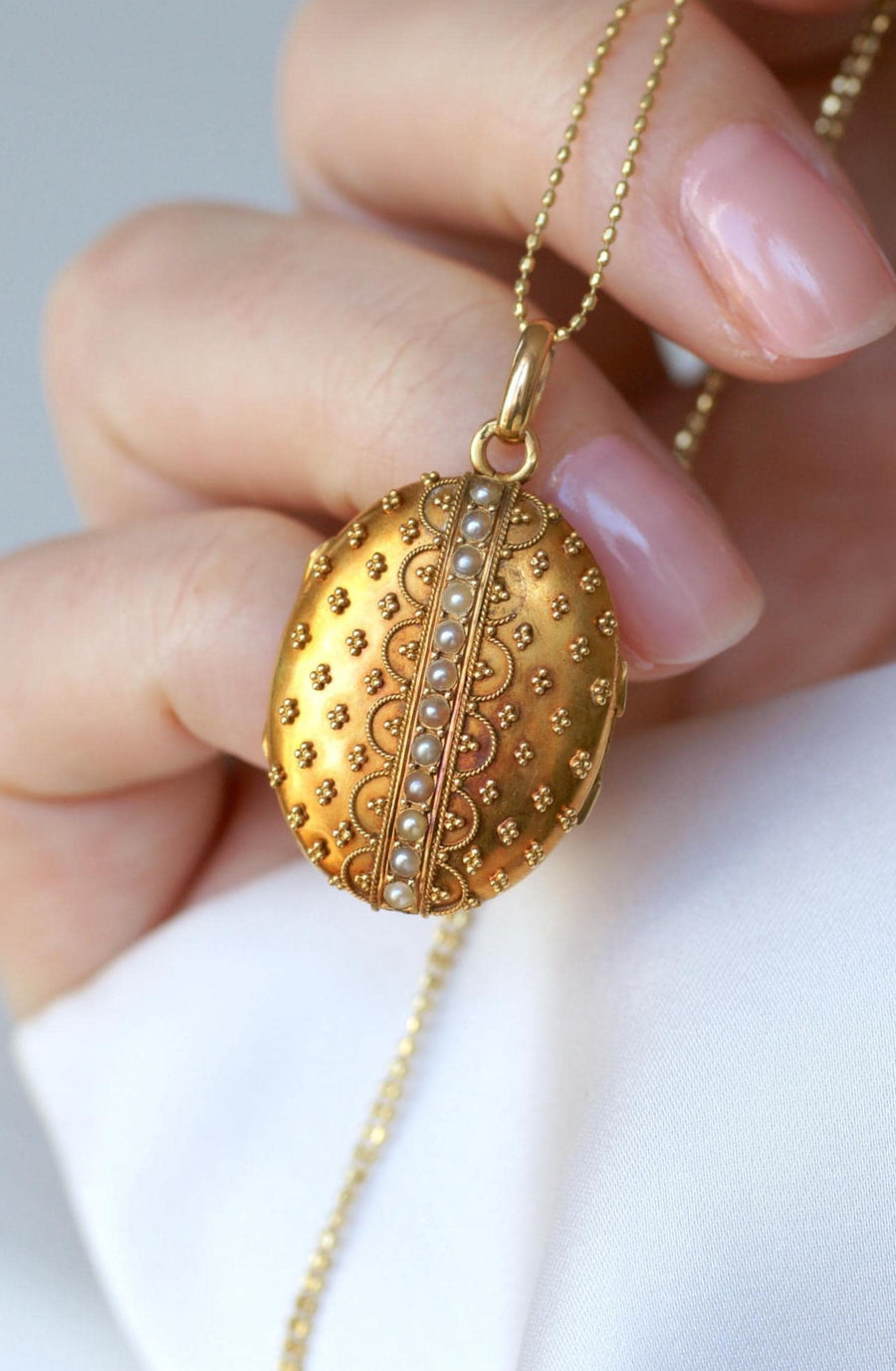 Médaillon Ouvrant Ancien Or Jaune et Perles Fines