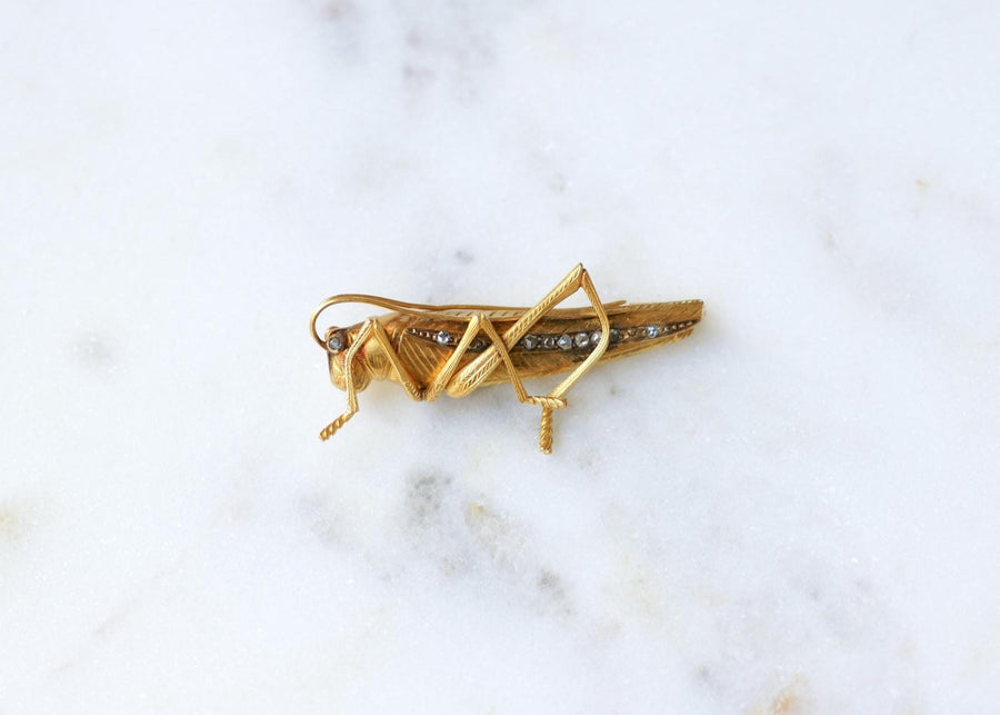 Broche Ancienne Criquet Or jaune et Diamants