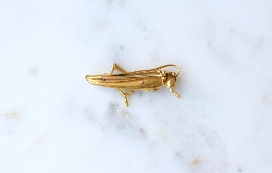 Broche Ancienne Criquet Or jaune et Diamants