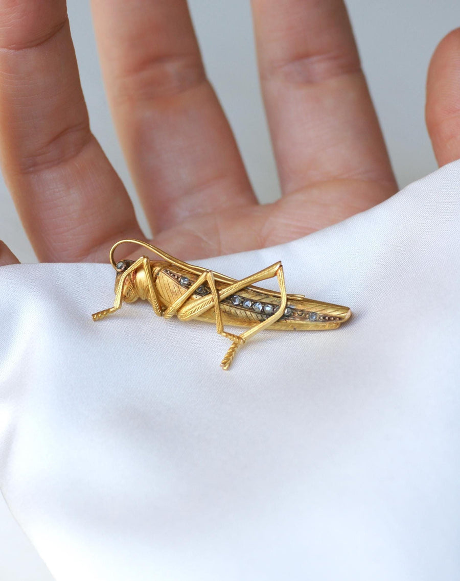 Broche Ancienne Criquet Or jaune et Diamants