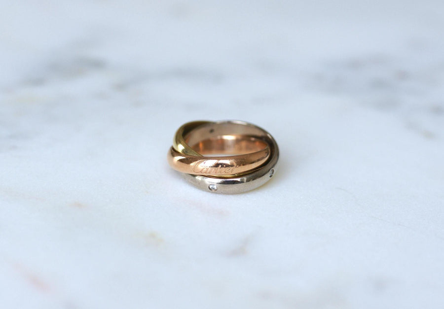 Bague Cartier Trinity 3 Ors Modèle Classique 5 Diamants Taille 49