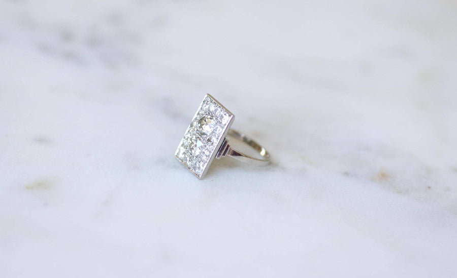 Bague Rectangulaire Art Déco Diamants 3,50 Cts