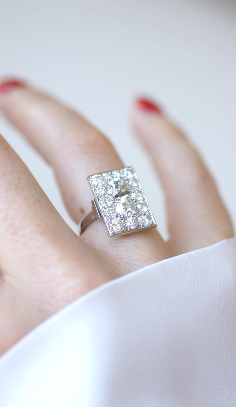 Bague Rectangulaire Art Déco Diamants 3,50 Cts