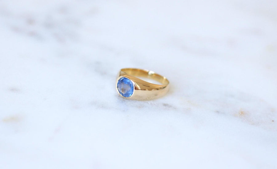 Bague Jonc Saphir de Ceylan Non Chauffé 1,30 Cts sur Or Jaune