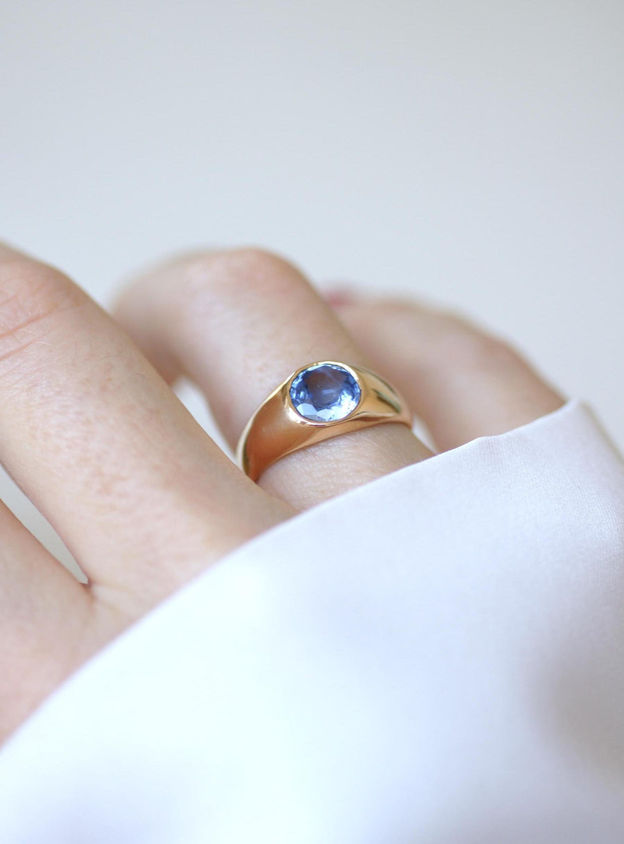 Bague Jonc Saphir de Ceylan Non Chauffé 1,30 Cts sur Or Jaune