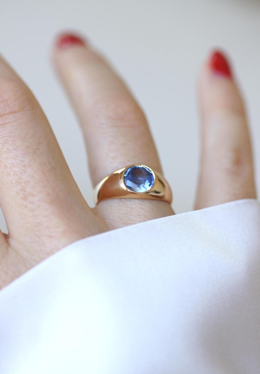 Bague Jonc Saphir de Ceylan Non Chauffé 1,30 Cts sur Or Jaune