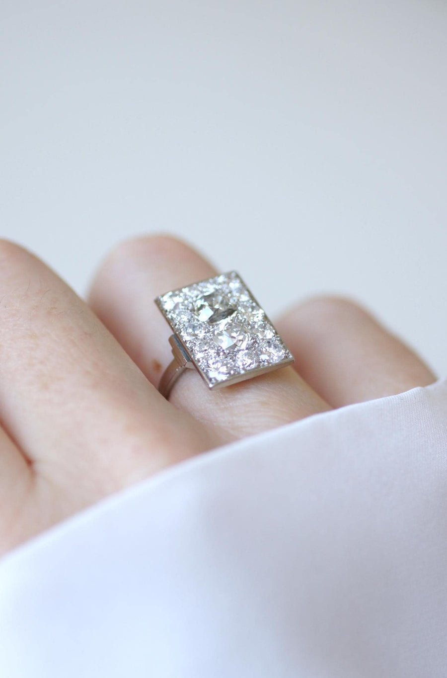 Bague Rectangulaire Art Déco Diamants 3,50 Cts