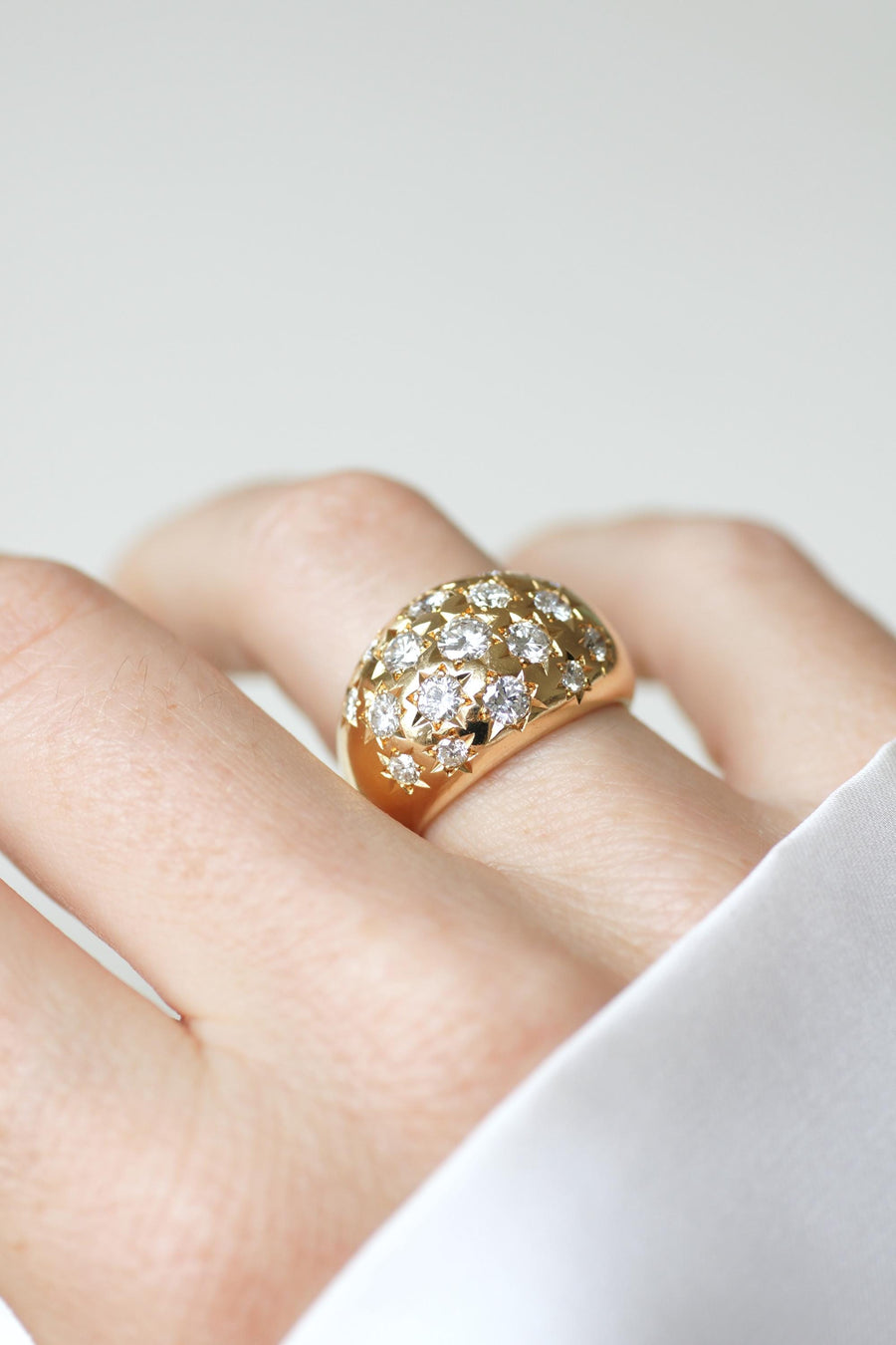 Bague Vintage Jonc Constellation en Or jaune et Diamants 1,60 Cts
