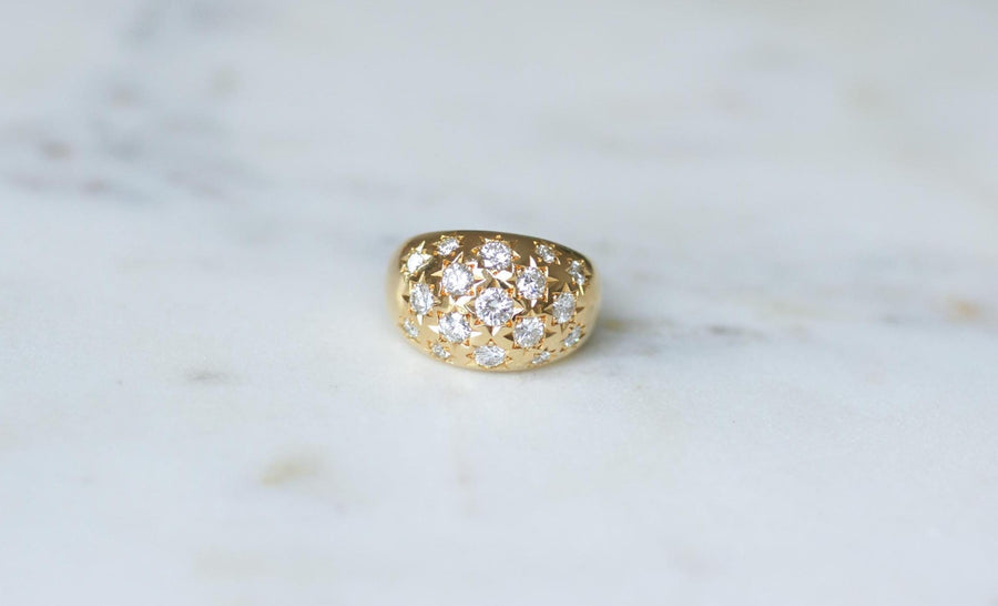 Bague Vintage Jonc Constellation en Or jaune et Diamants 1,60 Cts