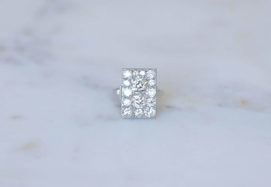 Bague Rectangulaire Art Déco Diamants 3,50 Cts