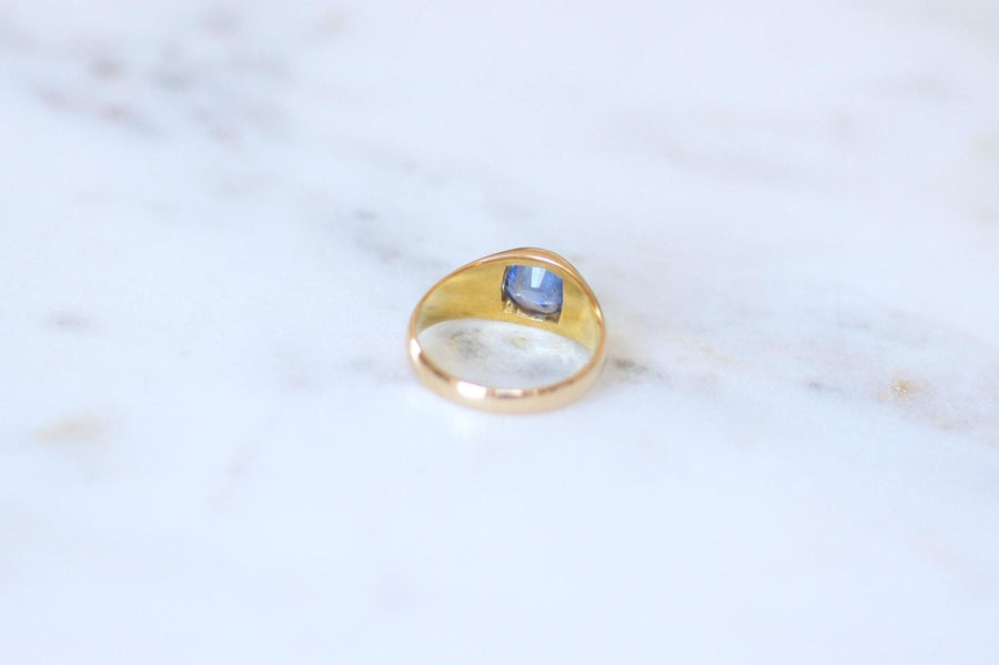 Bague Jonc Saphir de Ceylan Non Chauffé 1,30 Cts sur Or Jaune