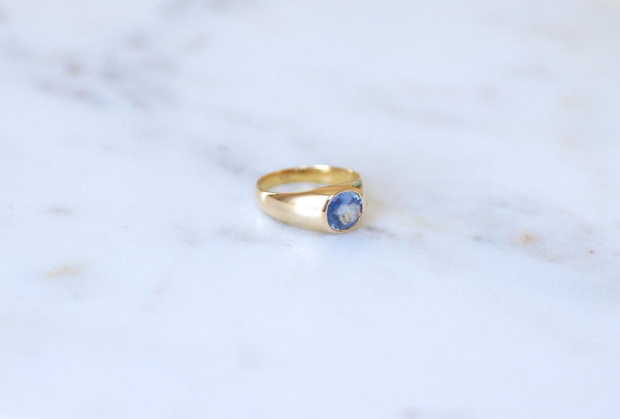 Bague Jonc Saphir de Ceylan Non Chauffé 1,30 Cts sur Or Jaune
