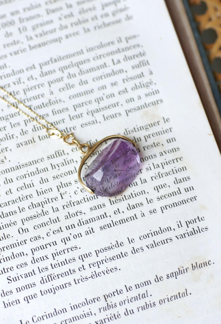 Pendentif Sceau Ancien Pivotant Améthyste sur Or Jaune