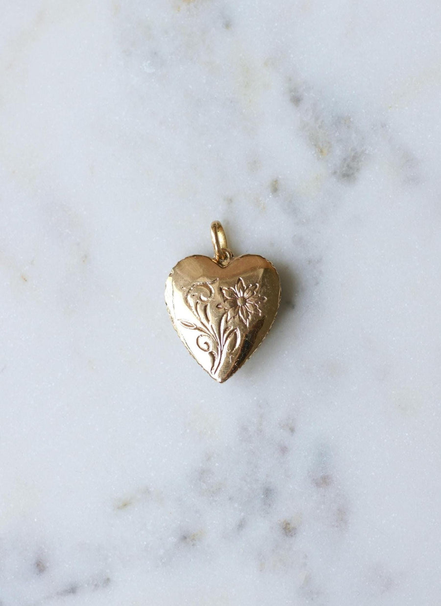 Pendentif Ancien Cœur Diamants sur Or Rose