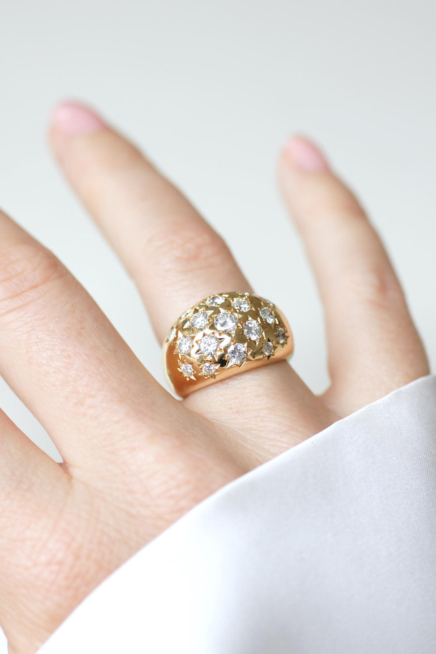 Bague Vintage Jonc Constellation en Or jaune et Diamants 1,60 Cts