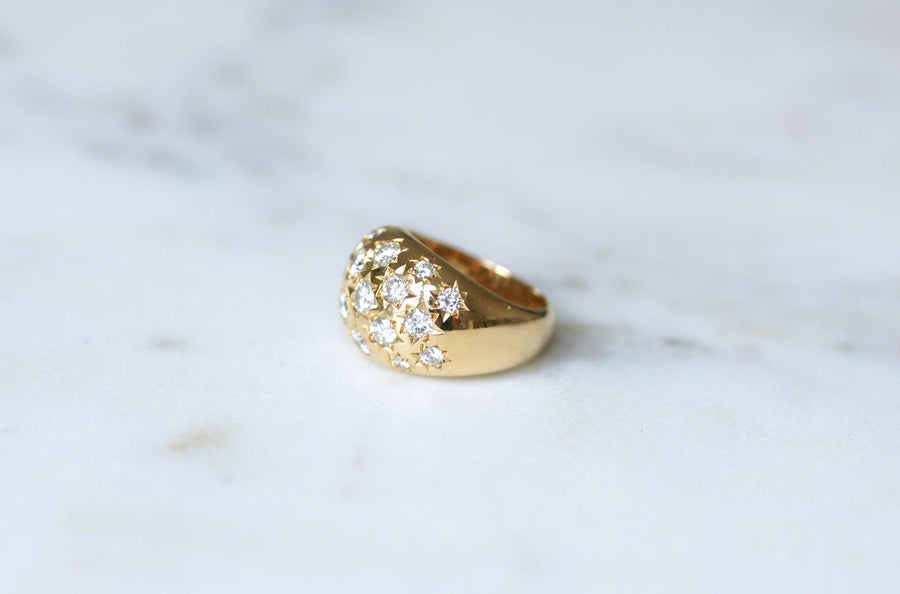 Bague Vintage Jonc Constellation en Or jaune et Diamants 1,60 Cts