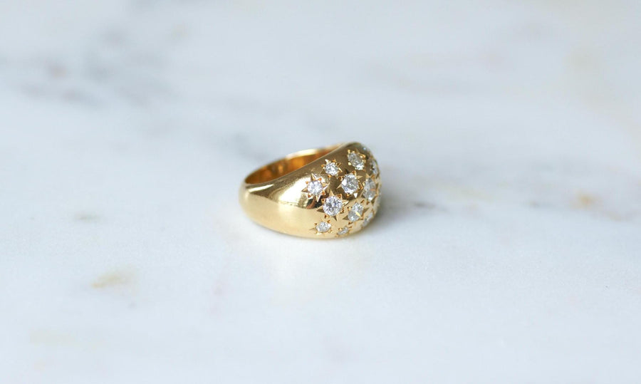 Bague Vintage Jonc Constellation en Or jaune et Diamants 1,60 Cts