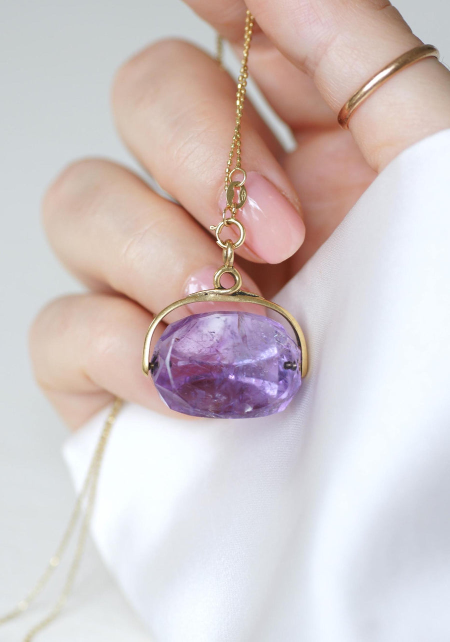 Pendentif Sceau Ancien Pivotant Améthyste sur Or Jaune