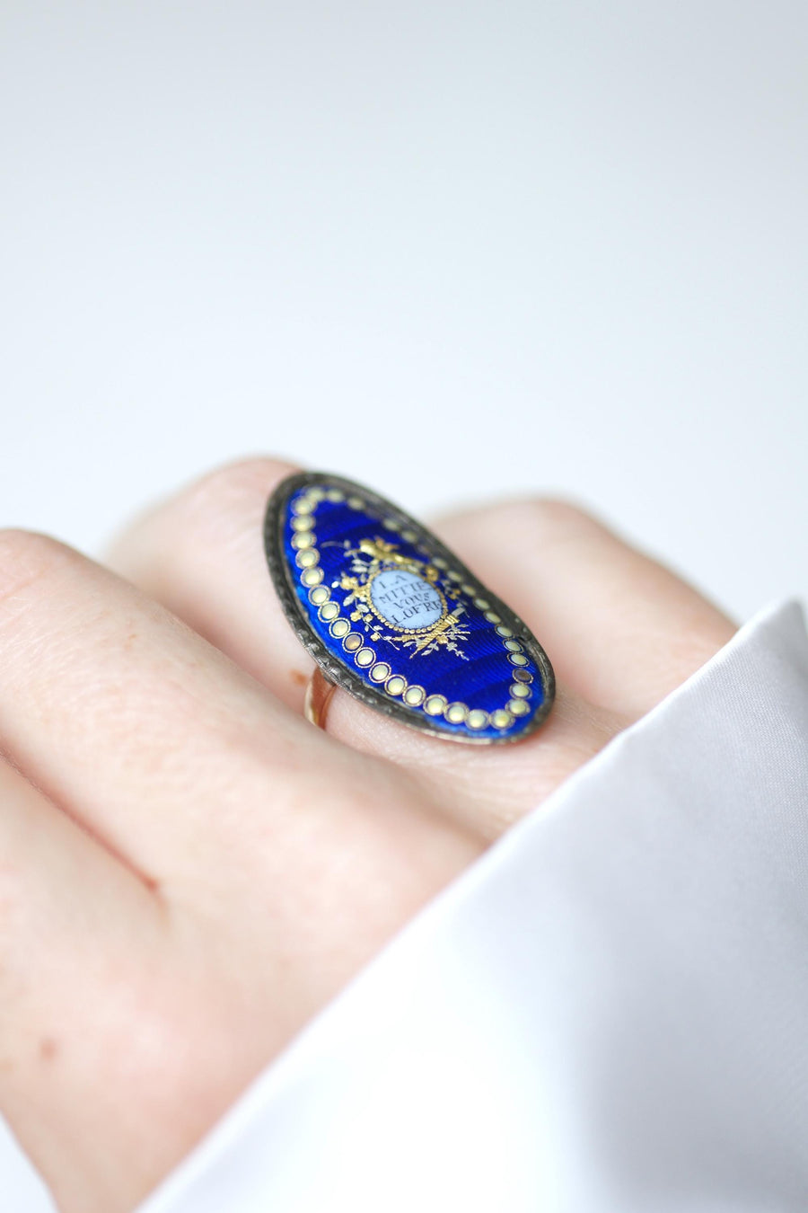 Bague Sentimentale Amitié XVIIIe Siècle Email Or et Argent