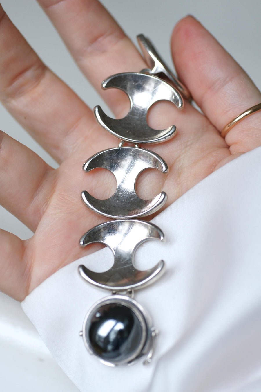 Henning Koppel pour Georg Jansen Bracelet en Argent Articulé Fermoir Hématite