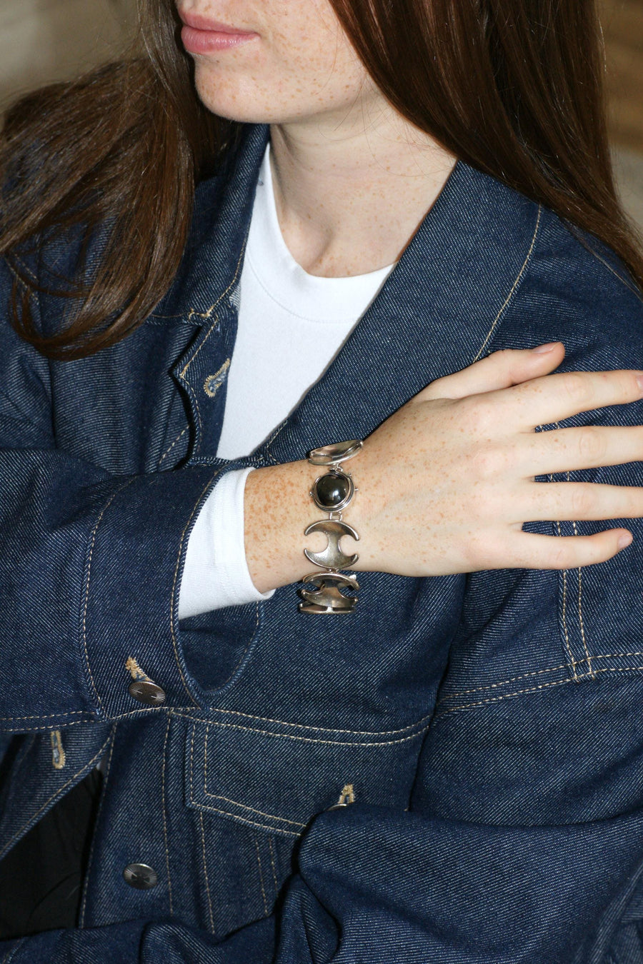 Henning Koppel pour Georg Jansen Bracelet en Argent Articulé Fermoir Hématite