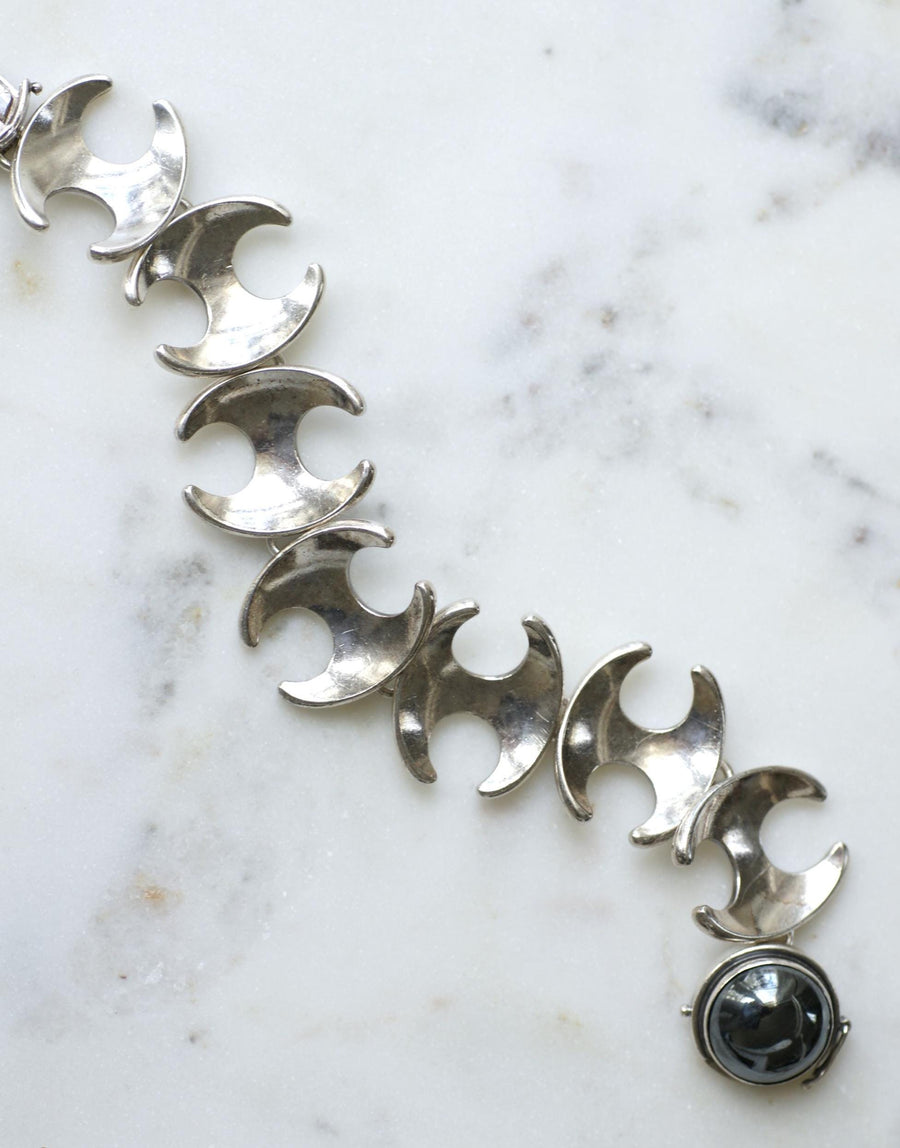 Henning Koppel pour Georg Jansen Bracelet en Argent Articulé Fermoir Hématite