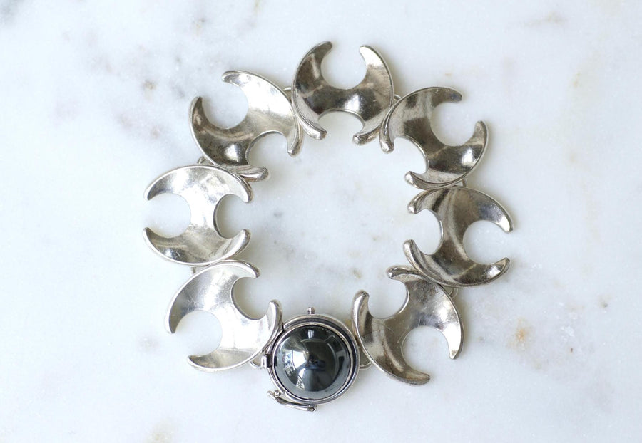 Henning Koppel pour Georg Jansen Bracelet en Argent Articulé Fermoir Hématite