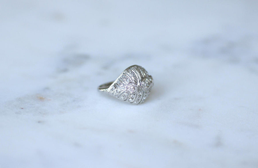 Bague Dôme Art Déco Diamants 1,30 Cts sur Platine