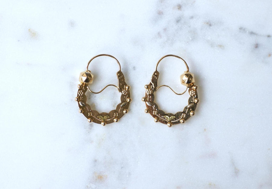 Boucles d'Oreilles Créoles Savoyardes Or Rose et Jaune