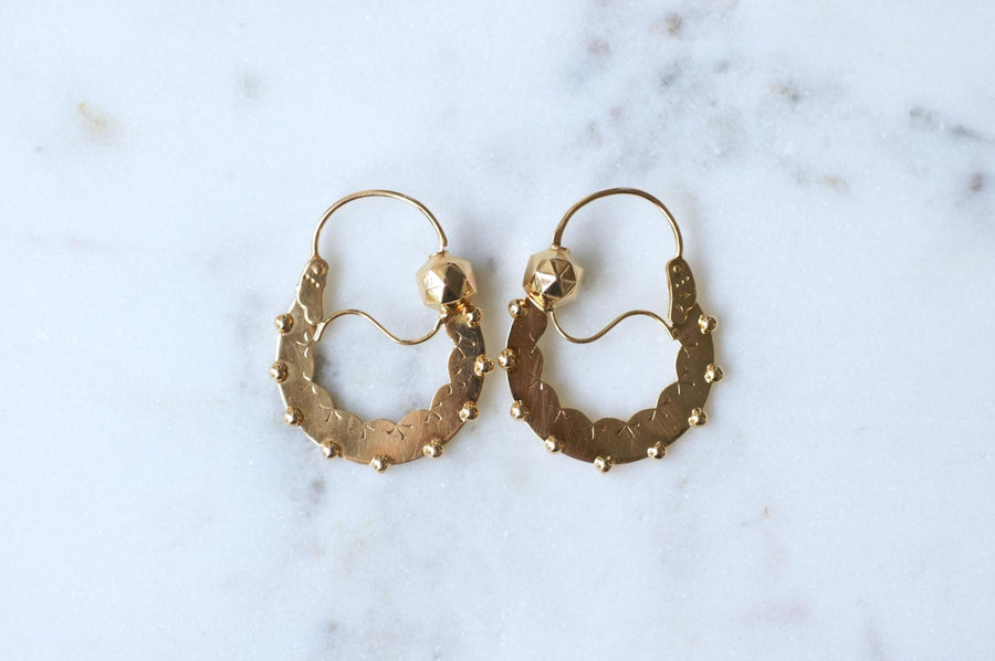 Boucles d'Oreilles Créoles Savoyardes Or Rose et Jaune