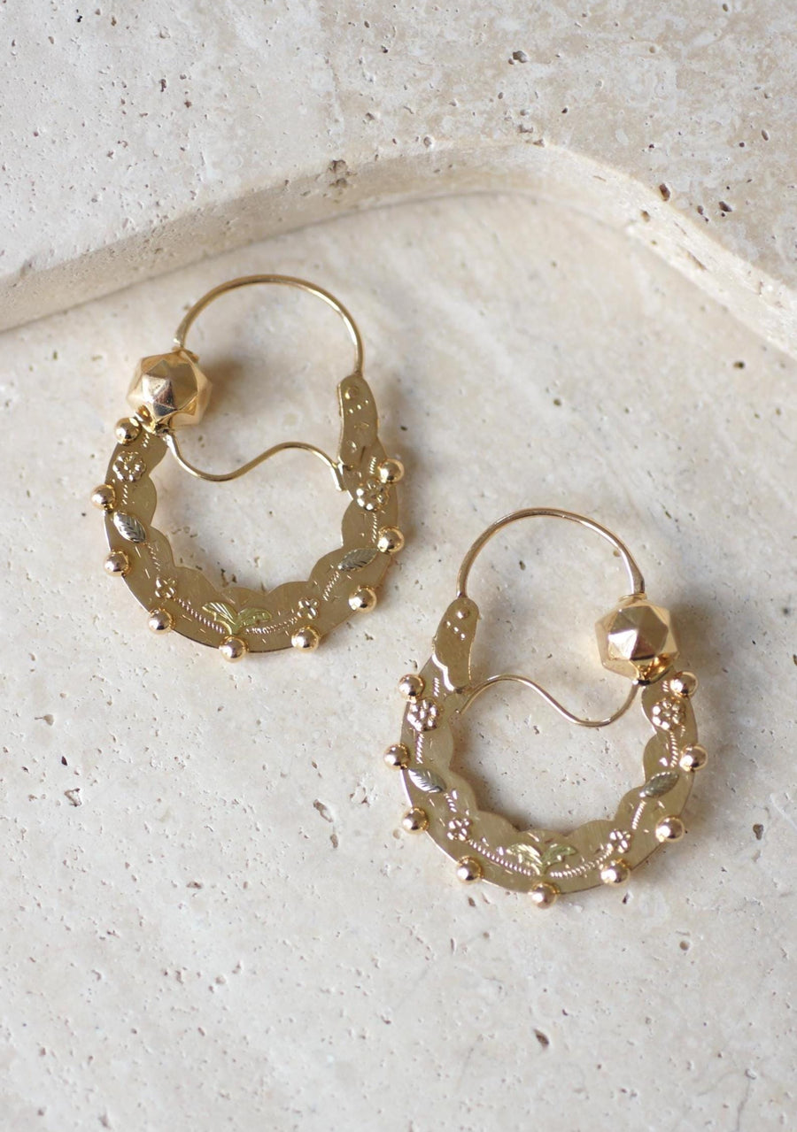 Boucles d'Oreilles Créoles Savoyardes Or Rose et Jaune